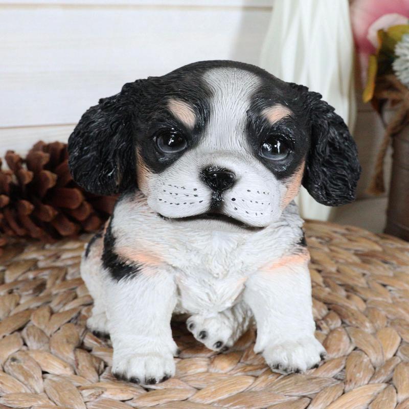 Pet Pal Black White And Tan English Cocker Spaniel Dog Puppy Sitting Figurine