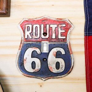 Set of 2 Western US Highway Route 66 Sign Single Toggle Switch Wall Plates