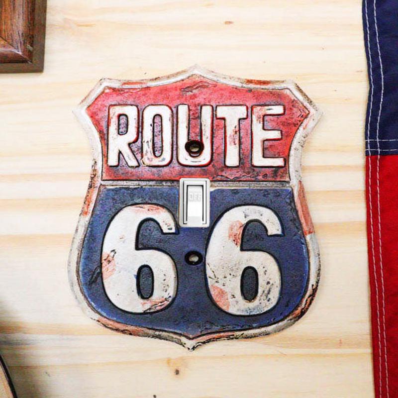 Set of 2 Western US Highway Route 66 Sign Single Toggle Switch Wall Plates