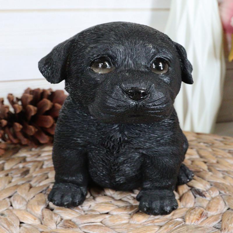 Sitting Adorable Black Labrador Retriever Puppy Dog Pet Pal Pooch Figurine