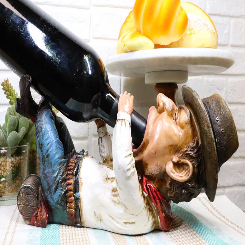 Wild West Country Cowboy Sheriff With Pistol And Hat Western Wine Bottle Holder