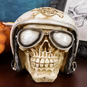 Air Force Aviation Airman Fighter Pilot Helmet Skull With Aviator Shades Statue