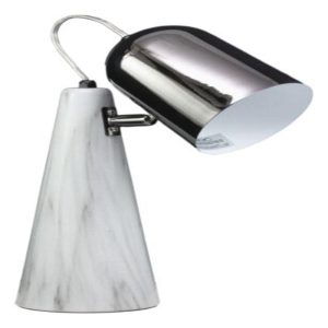 Ceramic Contemporary Cone Task Table Lamp Faux Carrara Marble Base Black Shade