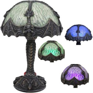 Ebros 7"H Aurora Rune Dragon Figurine Lamp with Color Changing LED Night Light