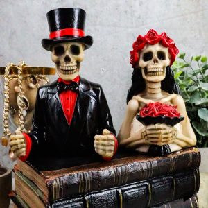 Ebros Wedding Bride And Groom Skeleton Couple Figurine 2 Piece Set 5.25"Tall