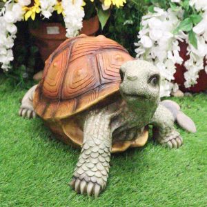 Large Lifelike Galapagos Tortoise Turtle Statue 16.5"Wide Lucky Fortune Talisman