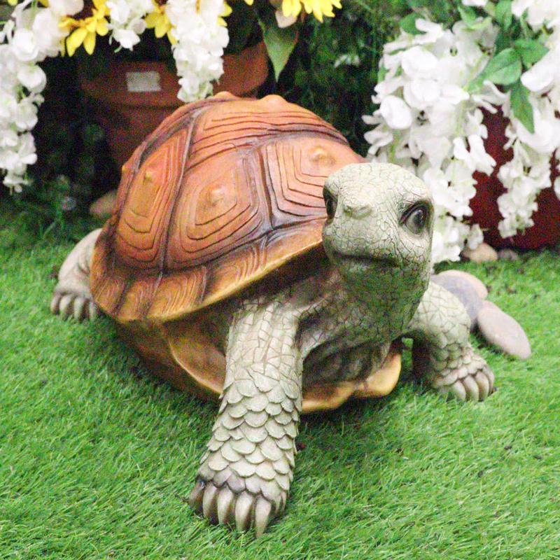 Large Lifelike Galapagos Tortoise Turtle Statue 16.5"Wide Lucky Fortune Talisman