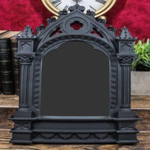 Medieval Gothic Cathedric Desktop Or Wall Vanity Dresser Mirror Plaque Decor