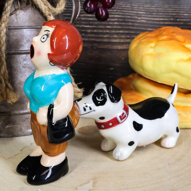 Ouch! Lady And The Tramp Dog Kissing Magnetic Ceramic Salt Pepper Shakers Set