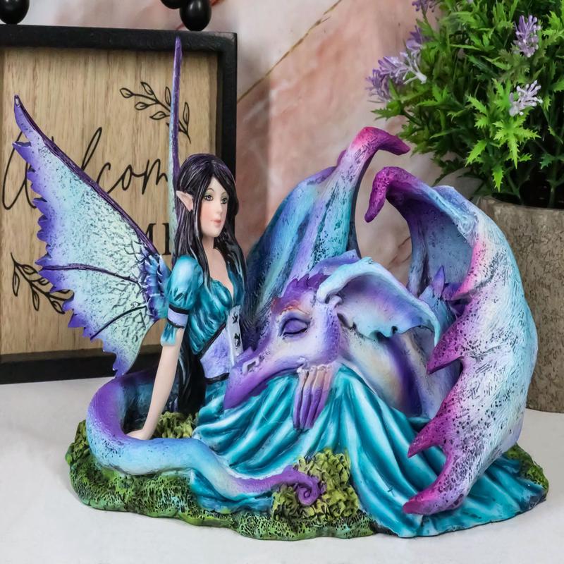 Twilight Slumber Enchanted Fairy With Sleeping Dragon On Lap Amy Brown Figurine