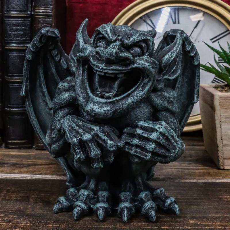 Whimsical Stoic Big Mouth Guardian Gargoyle Druid Laughing With Scorn Figurine