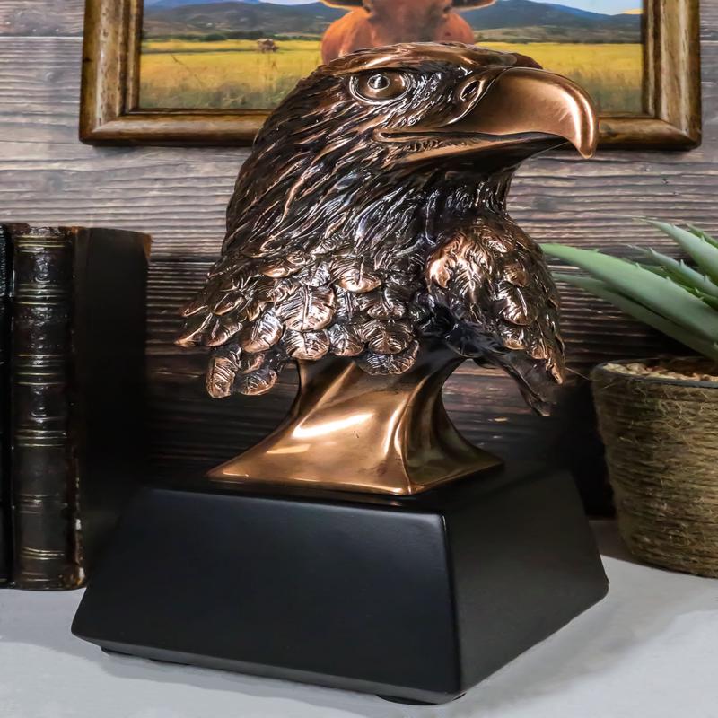 Aerial Surveyor American Bald Eagle Bust Bronze Electroplated Resin Figurine