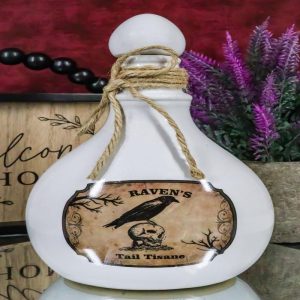 Ceramic Raven Crow Tail Tisane Mad Doctor Witchcraft Poison Prop Potion Bottle