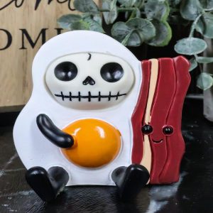 Furry Bones Breakfast Sunny Side Up Egg And Bacon Skeleton Furrybones Figurine