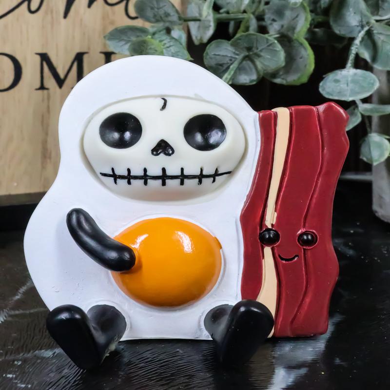 Furry Bones Breakfast Sunny Side Up Egg And Bacon Skeleton Furrybones Figurine