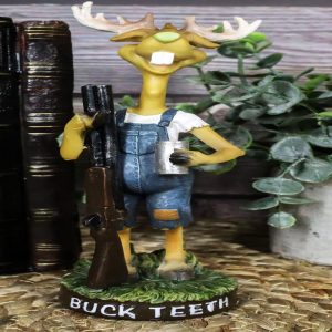 Hunting Hillbilly Buck Teeth Deer with Shotgun Rifle and Moonshine Cup Figurine