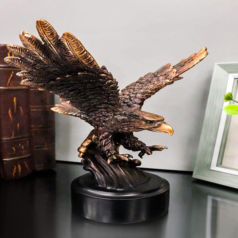 Majestic American Bald Eagle Skimming Over Water To Catch Fish Figurine W/ Base