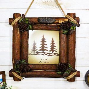 Rustic Western Fall Festive Pinecones With Wooden Logs Picture Frame 8"X10"