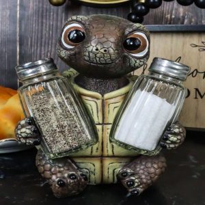 Shell Spice Marine Baby Tortoise Turtle Salt And Pepper Shakers Holder Figurine