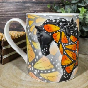 The Trail Of Painted Ponies Butterflies Run Free Black Horse Ceramic Mug Cup