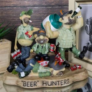 Western Redneck Men Beer Hunters Buddies Drunk On Beer Cans Kegs Party Figurine