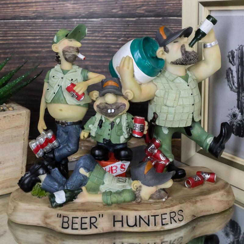 Western Redneck Men Beer Hunters Buddies Drunk On Beer Cans Kegs Party Figurine