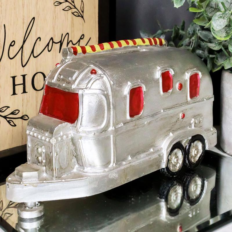Western Vintage Country Silver Camper Caravan RV Money Coin Piggy Savings Bank