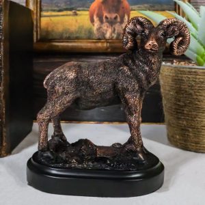 Wildlife Animal Taxidermy Bighorn Sheep Ram On Grassland Figurine With Base