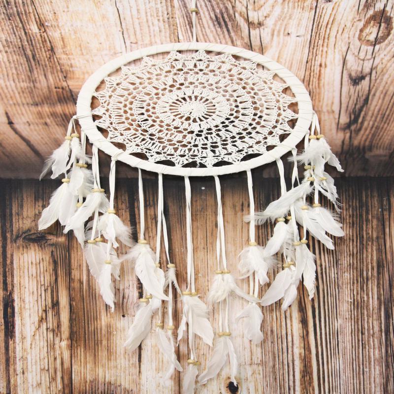 Bohemian Chic Hand Woven Macrame Dream Catcher Bedroom Feathers Boho Wall Decor