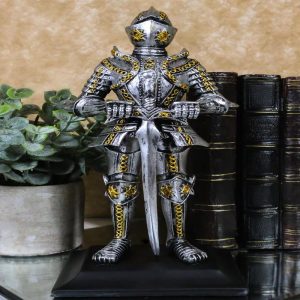 Medieval Swordsman Knight Figurine Suit of Armor Northern Star Coat Of Arms