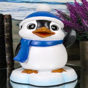 North Pole Winter Wonderland Cute Penguin Chick With Snow Cap And Scarf Figurine