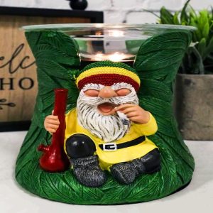 Positive Vibes Gypsy Rasta Gnome With Hat And Bong Electric Tart Oil Burner