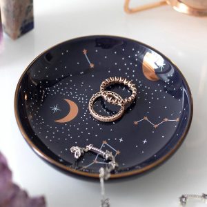 Purple Star Astrology Constellation Zodiac Moon And Stars Trinket Jewelry Dish