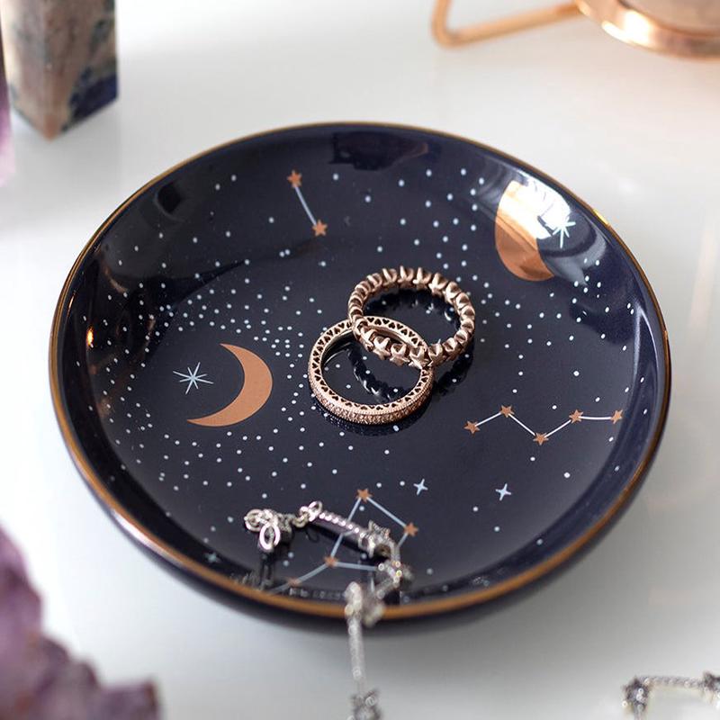 Purple Star Astrology Constellation Zodiac Moon And Stars Trinket Jewelry Dish
