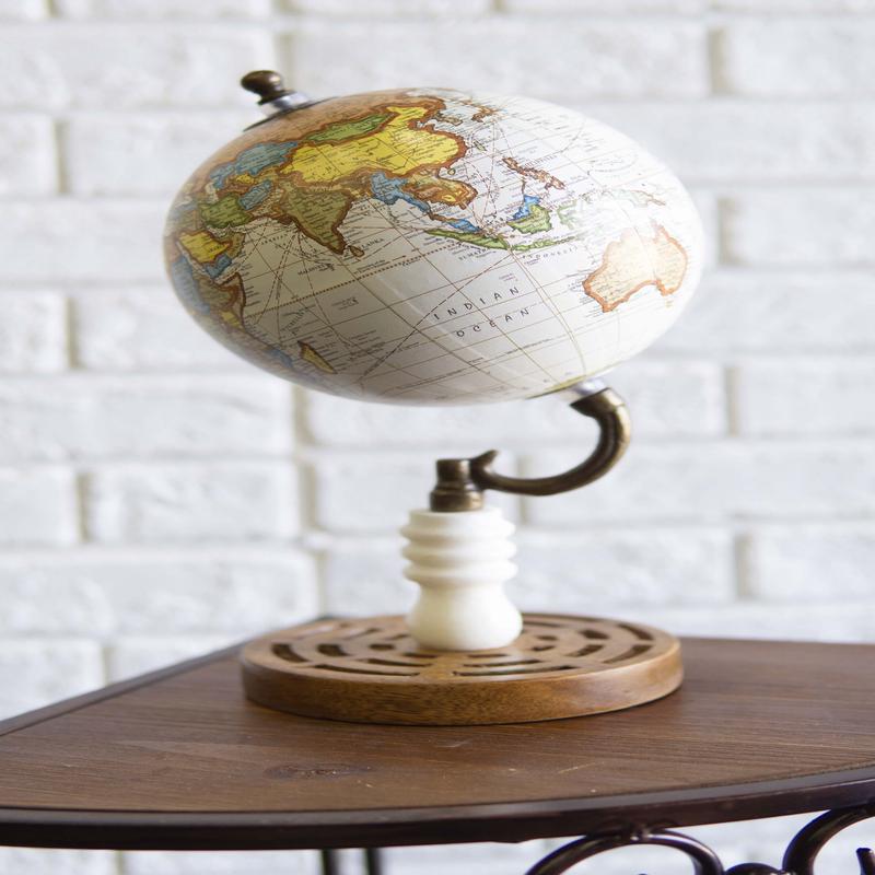 Rustic Western Farmhouse World Atlas Map Globe Desktop Standing Decor Accent 10"
