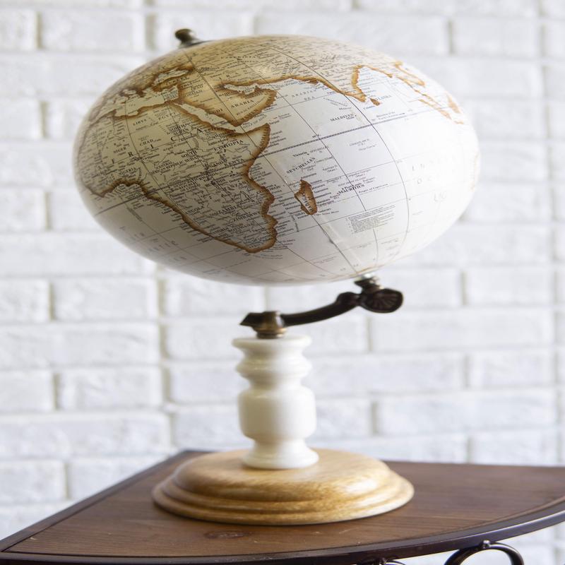 Rustic Western Farmhouse World Atlas Map Globe Desktop Standing Decor Accent