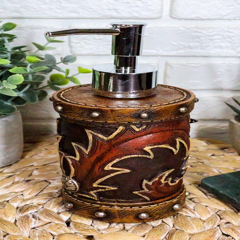 Rustic Western Lone Star Cowboy Country Bootcut Liquid Soap Pump Dispenser Decor
