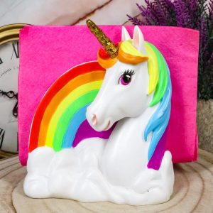 Sacred Pride Golden Horn Rainbow Unicorn On Clouds Paper Napkin Holder Figurine