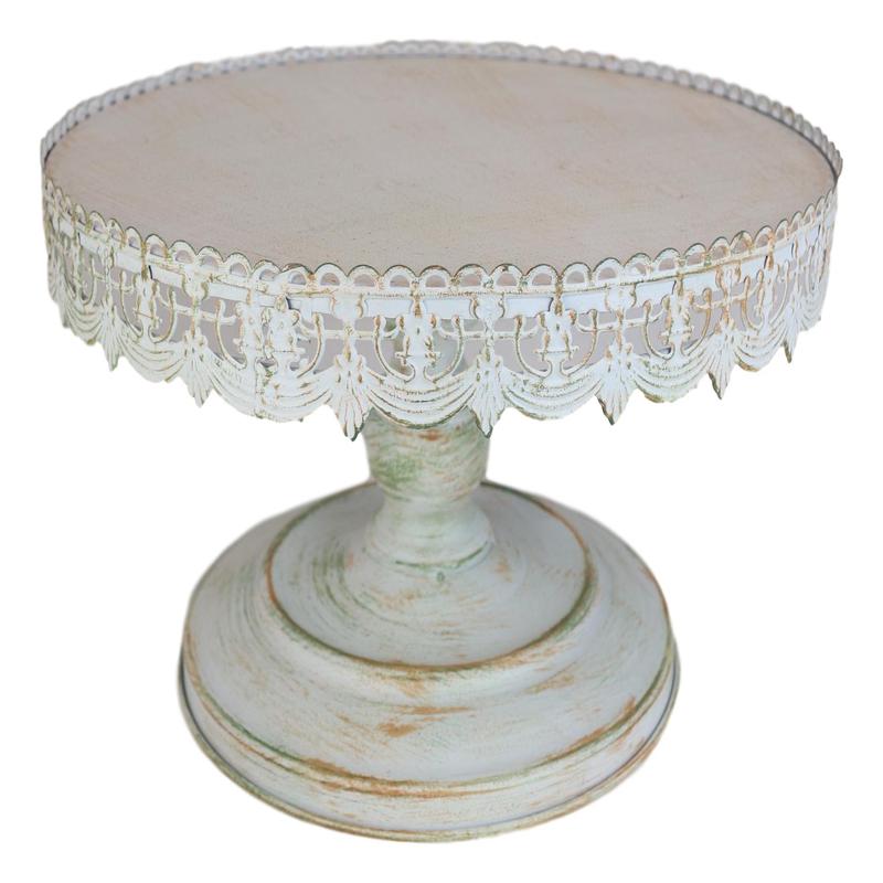 Traditional Rustic French Country Dining Tabletop Metal Cake Stand Food Display