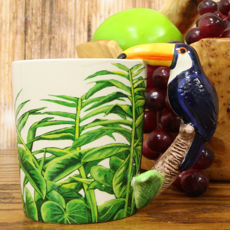 Tropical Rainforest Paradise Toucan Bird Perching On Tree Branch Cup Mug 12oz
