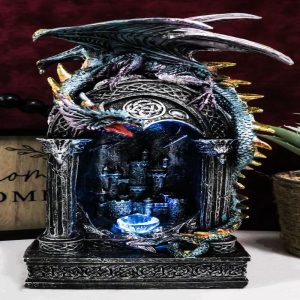 Turquoise Dragon Guardian Of Rune Castle Arch Colorful LED Night Light Figurine