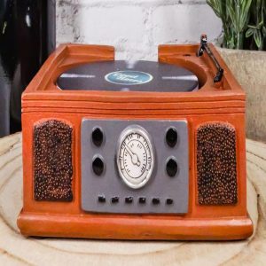 Vintage Retro Nostalgia Vinyl Turntable Player Replica Coasters And Holder Set