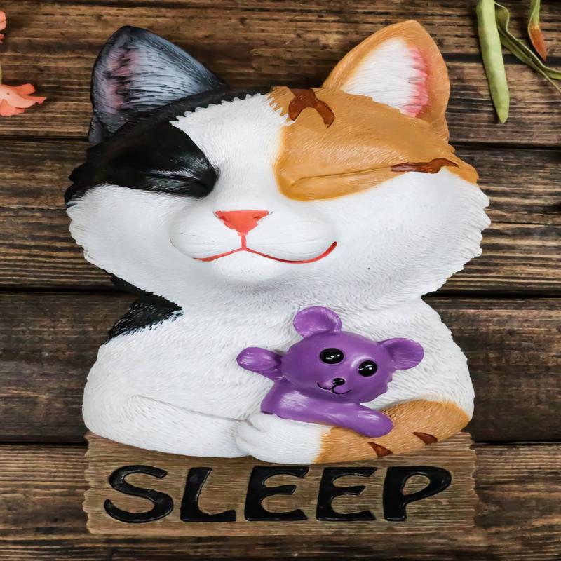 Whimsical Crazy For Cats Feline Kitty Calico Cat Sleep Door Or Wall Hanging Sign