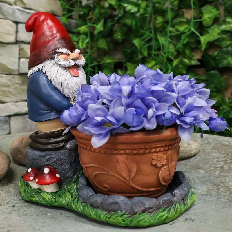 Whimsical Garden Naughty Gnome Pants Butt Down Peeing Planter Vase Pot Statue