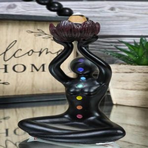 Black Yoga Meditation Avatar With 7 Chakra Zone Colors Backflow Incense Burner
