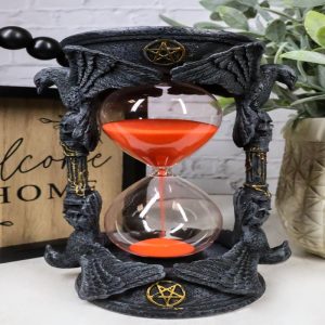 Gothic Alchemy Pentagram Circle Raven Crows Skull Pillars Sand Timer Sandtimer
