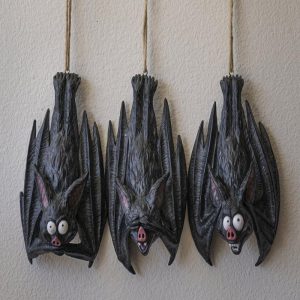 Gothic Vampire See Hear Speak No Evil Comical Bats Hanging Ornament Set of 3