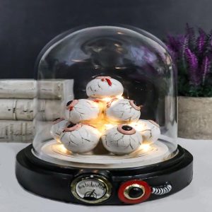 Occult Wicca Witchcraft Eyeballs Mound of Eyes In LED Light Cloche Glass Dome