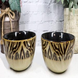 Pack Of 2 Safari Savanna Jungle Tiger Print Abstract Soup Cereal Bowls 20oz