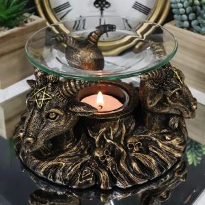 Pagan Occult Baphomet Sabbatic Goat Skull Demon Candle Oil Tart Scent Burner